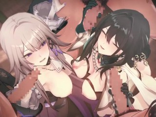 【崩壊スターレイル 乱交セックス2】マダムヘルタ,ルアン・メェイが集団エッチする3Dエロアニメ動画(The Herta,Ruan Mei group orgy sex2.)