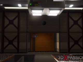 3d sexy dickgirl fucks hard a hot young blonde in restraints in the sci-fi lab