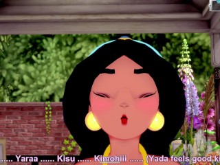 3D/Anime/Hentai, Aladdin: Princess Jasmine takes a Big dick in her ass and pussy !! (POV)
