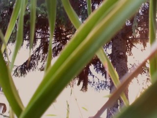 A beautiful giantess makes you her big feet in the garden her all the time!