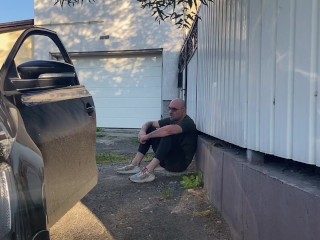 A lady cleaning ass to a bum and gets pissed on