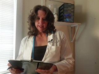 A Sexy Mature MILF Doctor Examines A Young Man And His Curved Cock And Gives Him An Anatomy Lesson.