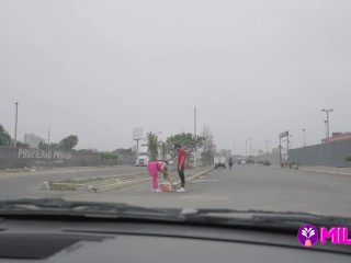 A very flirtatious milf with a big ass was selling on the street but nobody paid attention to her