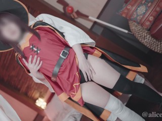 ❤️🔥【aliceholic13】KonoSuba Megumin Cosplaying: Aroused NTR Ecchi hentai video.