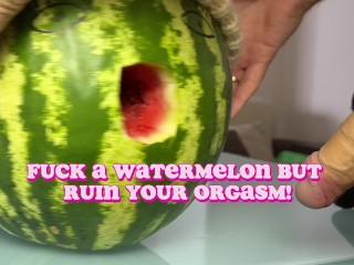 Allowed slave to fuck watermelon in her mouth like a slut. ASMR sounds like pussy