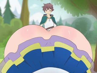 Aqua Wore a skirt that was Too short to seduce Kazuma/Hentai/Cartoon/Parody/God&amp;apos;s Blessing On