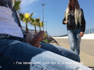 Babe Was Surprised To See Guy Jerking Off Dick In The Park :)