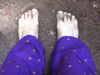 Barefooted In The Woods and Washing Feet in A Creek