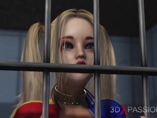 Batman bangs a horny cuffed Harley Quinn in jail