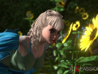 Beautiful young fairies fucked by lustful man bull in fairy forest