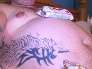 BHM with huge bloated belly Oily Rub and cum