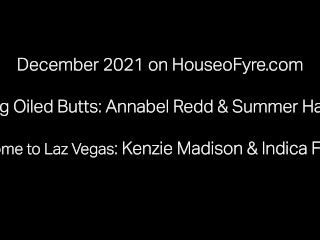 Big Oiled Butts Threesome: Annbel Redd &amp; Summer Hart + BTS