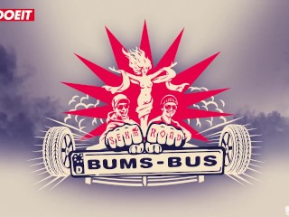 Big Tits brunette joins the sex bus
