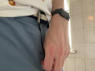 Big uncut cock, peeing in a public toilet POV 4K 60 FPS