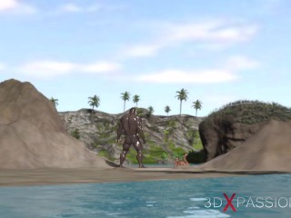 Black girl fucked hard by huge black cock outdoor on a wild island