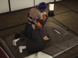 Bleach Futa Soifon x Yoruichi Slapping * bondage + Extreme blowjob