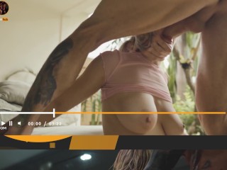 Blonde with Big Natural Tits Ride a Big Dick &amp; got a Portion of Cum in Her Mouth