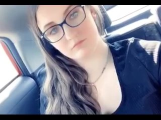 Brunette college girl plays with herself in a lyft car 