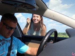 Brunette Paid Taxi Driver Blowjob and Hard Rough Sex - Cum Inside