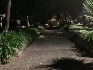 Busty Candy Alexa playing with her pussy in public park 