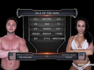 Busty Crystal Rush debut in mixed nude wrestling vs Brad Sterling