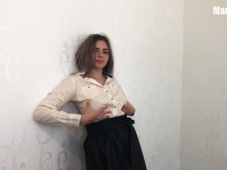 Busty teen gets titten fuck until he cum on her big natural tits