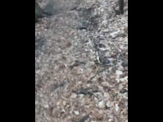 Caught in the woods guy giving trans girl bj on trail