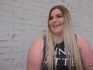 Chubby Blonde first time Gloryhole