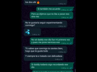 Conversación de WhatsApp con mi padrastro termina en su casa follando🔥💦sexo Amateur 😈