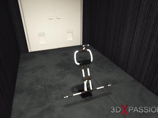 Cuffed and fucked. A sexy brunette gets fucked by a US soldier in a hidden room