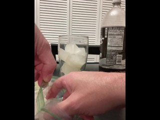 Cum &amp; Coke - My wife told me to make a drink with my frozen cum cubes and a shot of my thawed cum