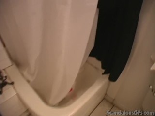 Cute petite brunette masturbating solo