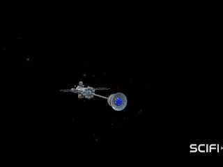 Cyber angel dickgirl fucks a sexy blonde in the space station