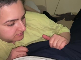 Date on Valentine’s day Oral Present for me!She suck my cock and I cum on her t-shirt BestBlow ever!