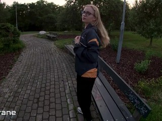 Deep Blowjob in City Park from Slutty Girlfriend
