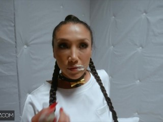Deeper. Infamous Vicki Chase in massive cell block blowbang