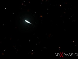 Earth orbit - a sex journey. Sex in space station! 3d dickgirl plays with a cute 