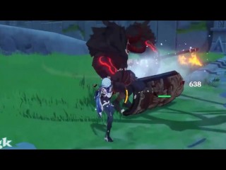 Eula Jean and Amber get a Hardcore sex session with Mitachurls Genshin Impact Extended HD 60FPS