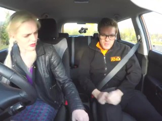 Fake Driving School Posh cheating wife with great tits has loud orgasms