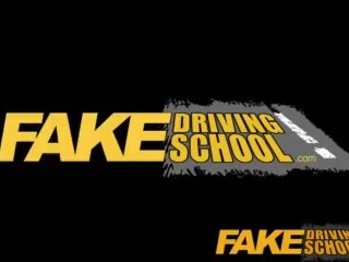 Fake Driving School squirting orgasm busty milf takes creampie after lesson