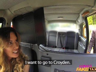 FemaleFakeTaxi Messy facial for busty driver
