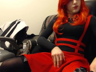 Femboy Red Fox Strokes His Cock and Cums For You (No Sound)