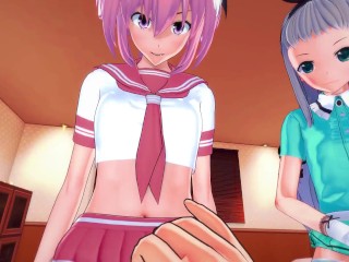 Femboys - Astolfo &amp; Hideri cocks pleasure | Male Taker POV