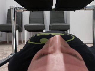 Femdom facesitting. Cuckold creampie cleanup twice from pussy and ass and pee drinking
