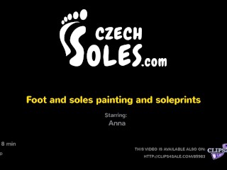 Foot and soles painting and soleprints (foot tease, sexy feet, young feet)