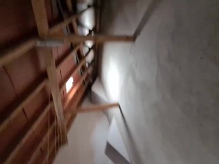 fucking my dakimakura in the public attic