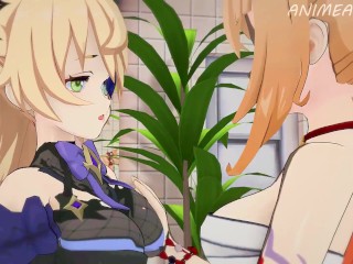 GENSHIN IMPACT FISCHL AND YOIMIYA LESBIAN ANIME HENTAI 3D UNCENSORED