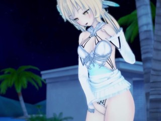Genshin Impact - Lumine fingers herself on the beach, it's pretty rad. Orgasm happens.