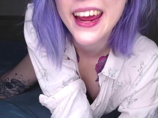 Girl talks to you sweetly while masturbating your cock POV