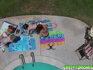 Girls having sex and filmed by a perv's drone